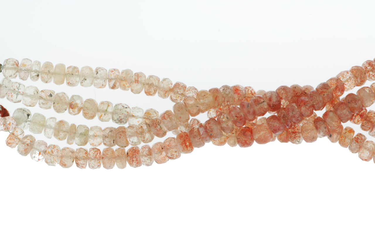 Ombre Orange Sunstone 7mm Faceted Rondelles
