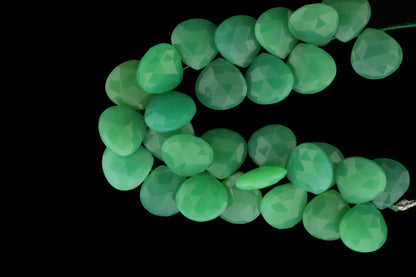 Apple Green Chrysoprase 15mm Faceted Heart Shaped Briolettes