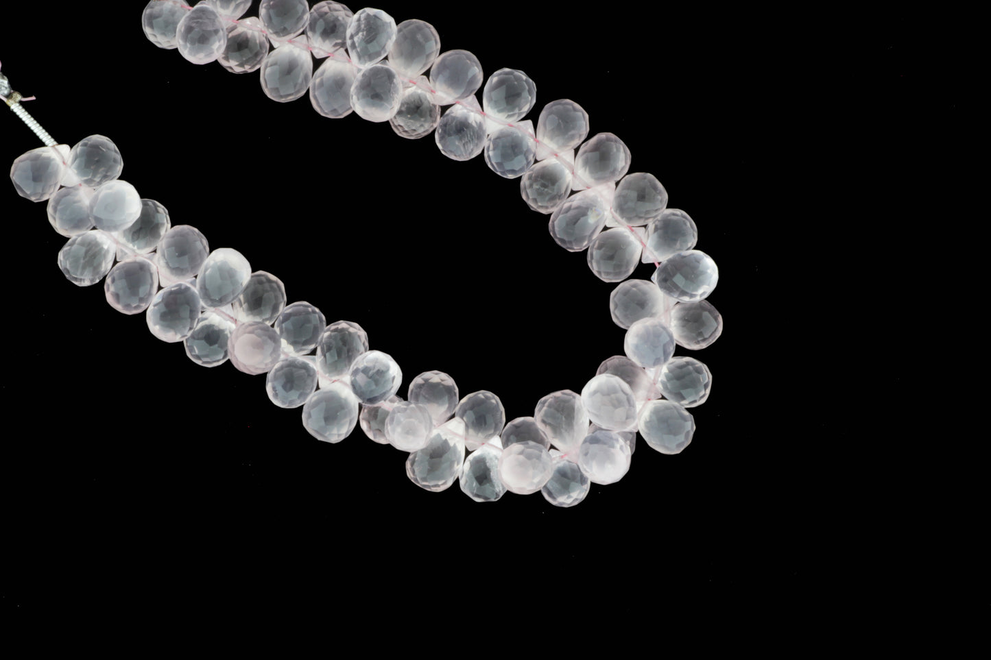 Pink Rose Quartz 9x6mm Faceted Teardrop Briolettes