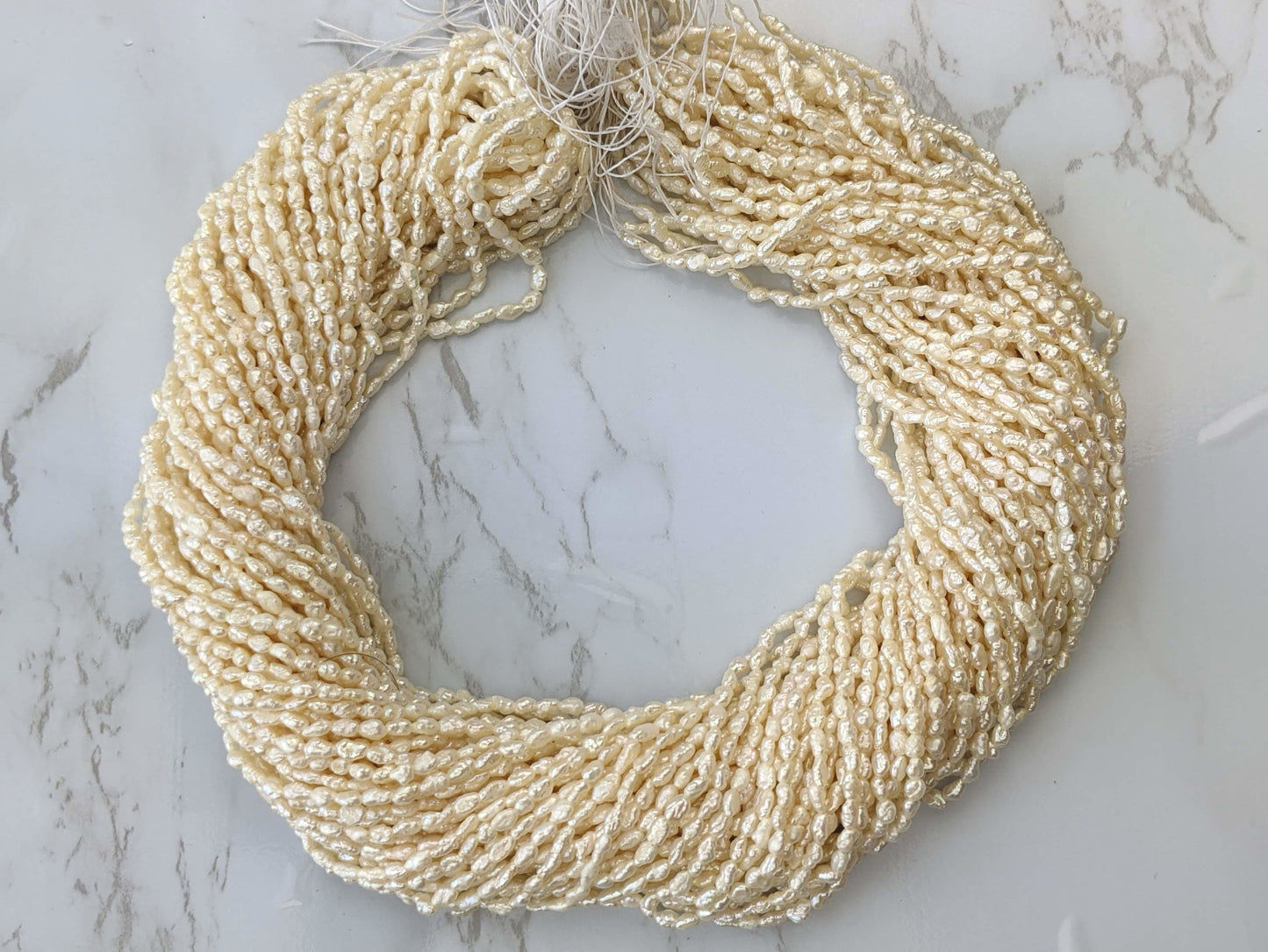 White Freshwater Pearl 4x2mm Biwa Sticks