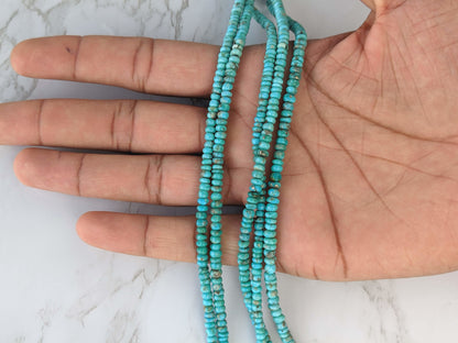 Natural Light Blue Turquoise 4mm Smooth Rondelles