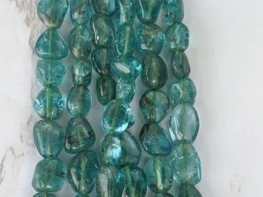 Sea Blue Apatite 8x6mm Smooth Nuggets