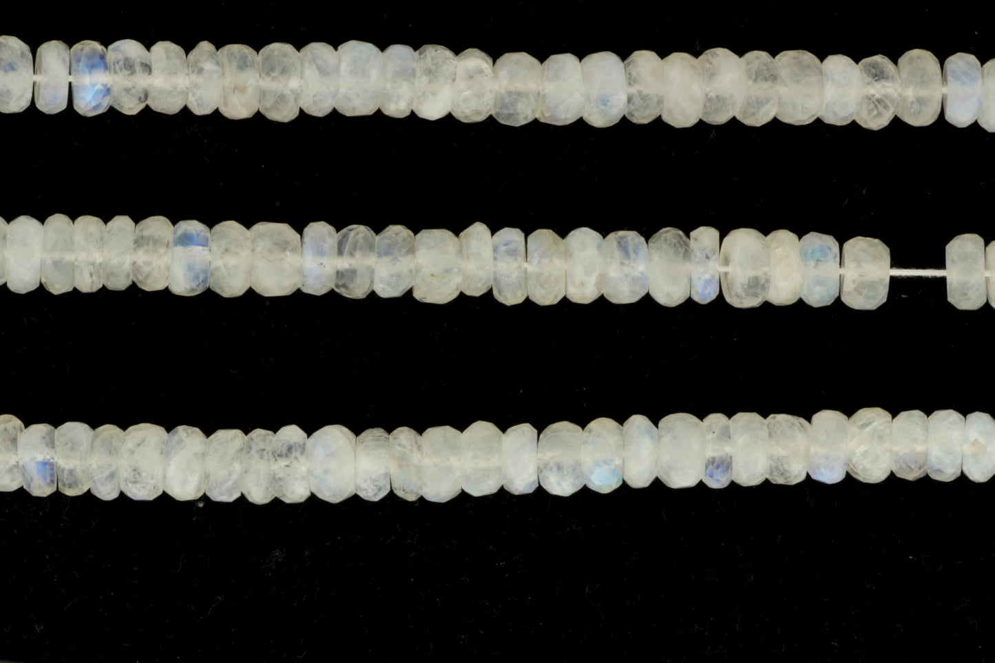 Blue Rainbow Moonstone 9mm Faceted Rondelles