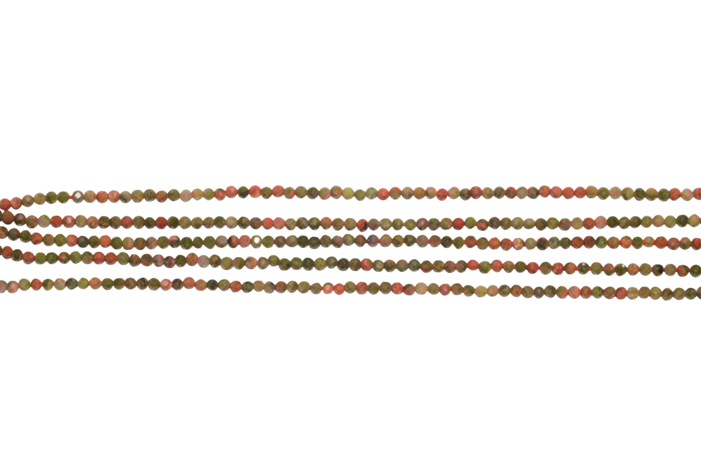 Green and Red Unakite 2mm Faceted Rounds