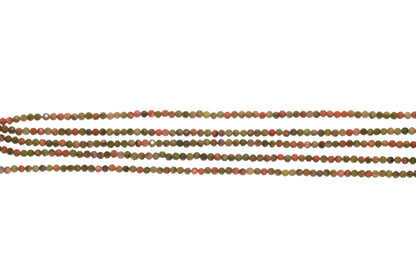 Green and Red Unakite 2mm Faceted Rounds
