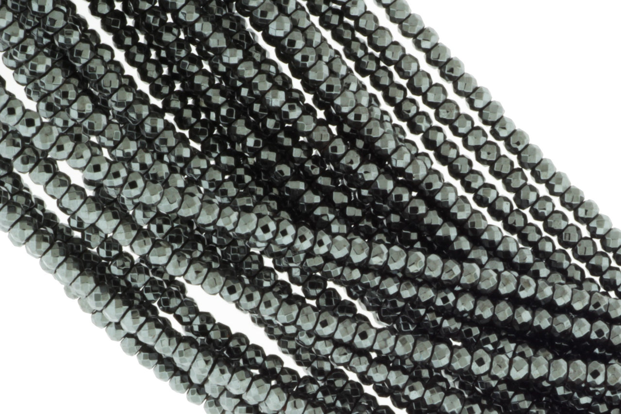 Gunmetal Hematite 3mm Faceted Rondelles