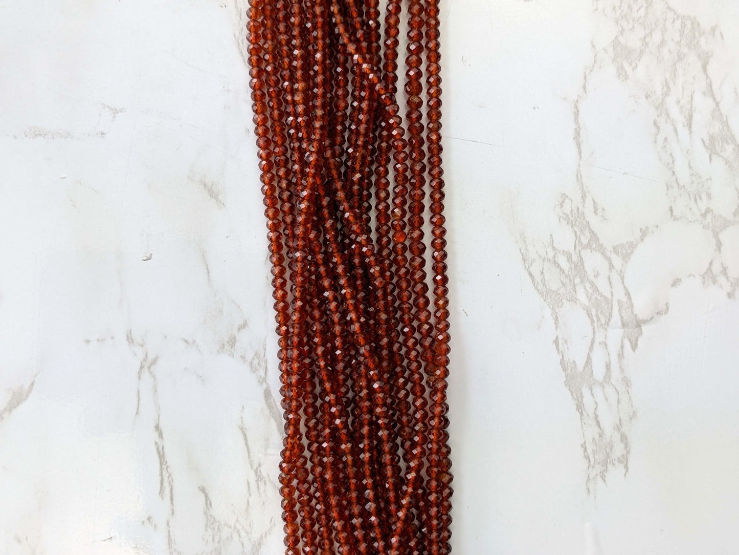 Orange Red Garnet 4mm Faceted Rondelles
