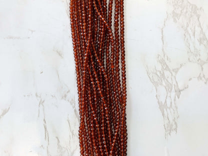 Orange Red Garnet 4mm Faceted Rondelles