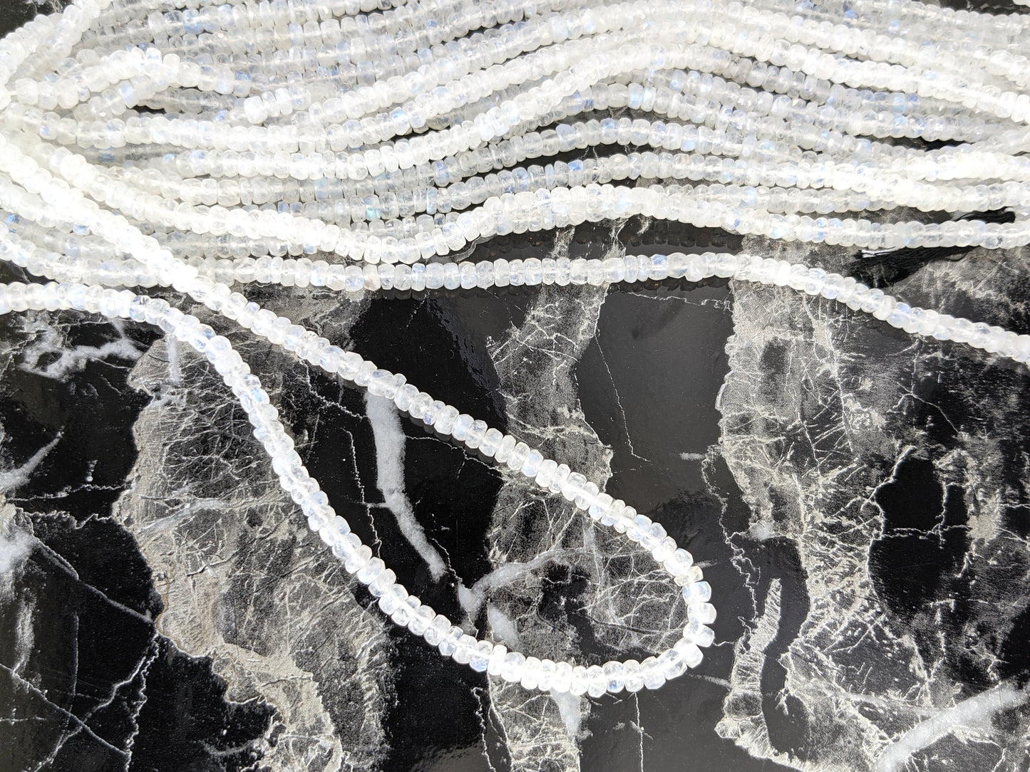 Rainbow Moonstone 5.5mm Faceted Rondelles