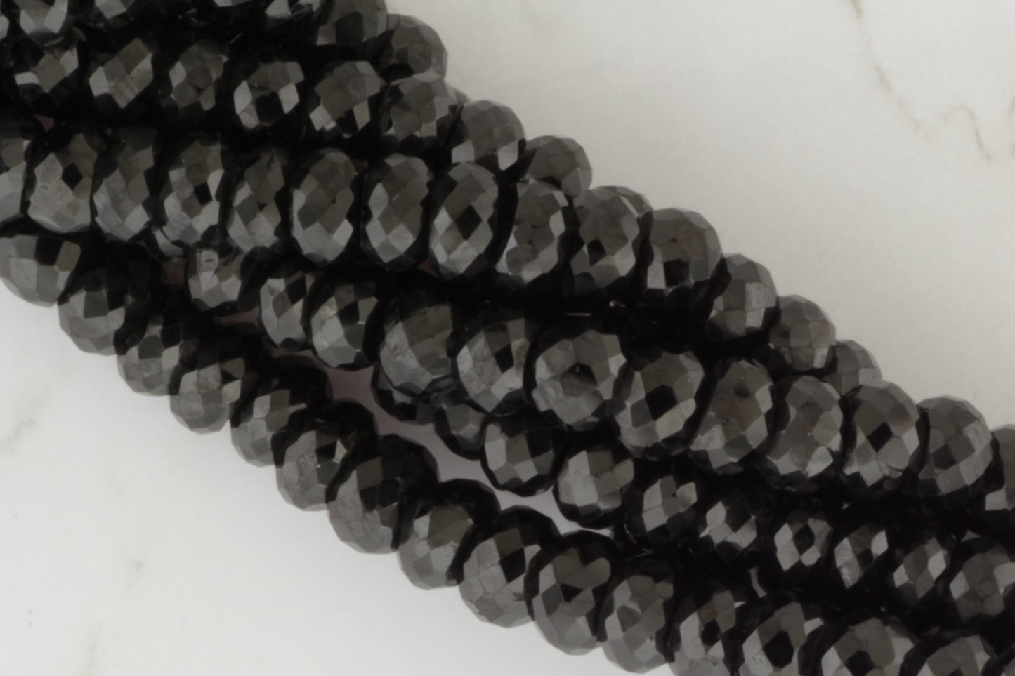 Black Spinel 7mm Faceted Rondelles