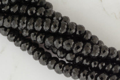 Black Spinel 7mm Faceted Rondelles