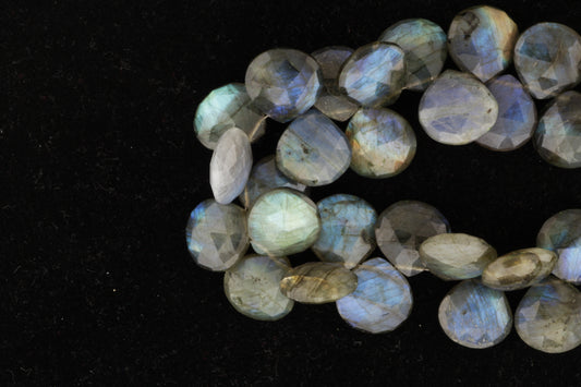 Blue Labradorite 16mm Faceted Heart Shaped Briolettes