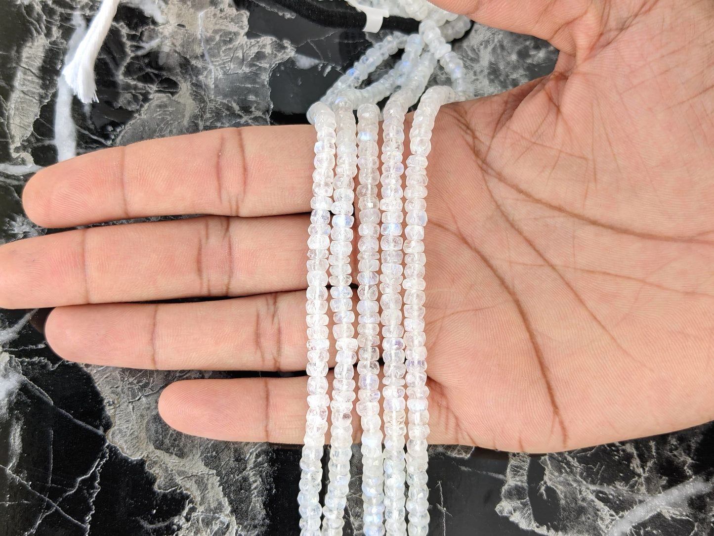 Rainbow Moonstone 5.5mm Faceted Rondelles