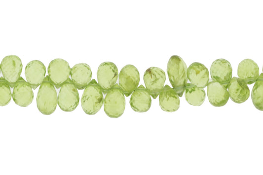 Green Peridot 7x5mm Faceted Teardrop Briolettes