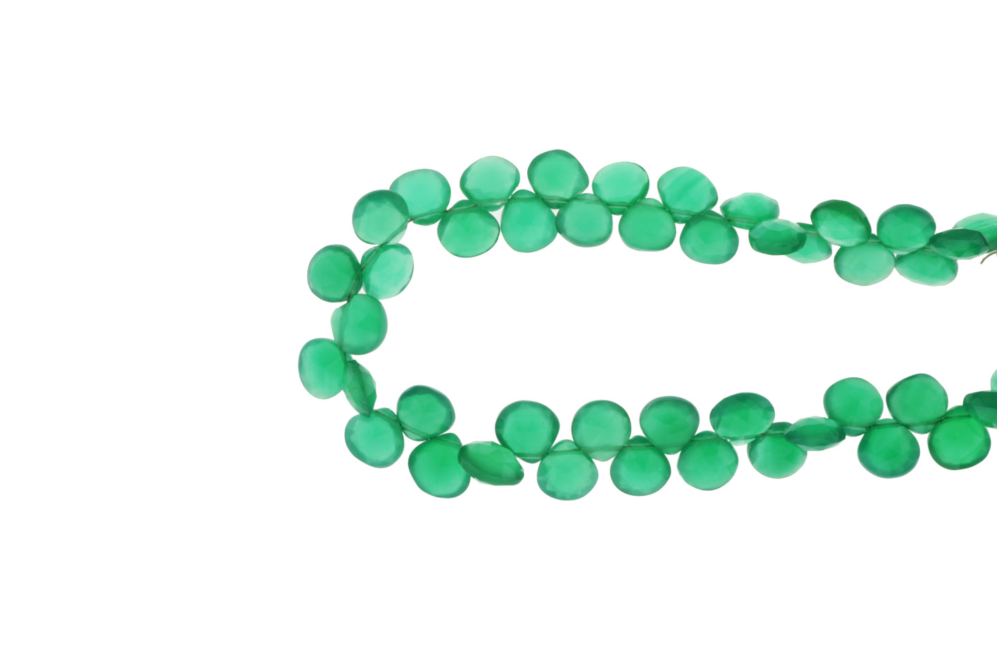 Green Onyx 8mm Faceted Heart Shaped Briolettes
