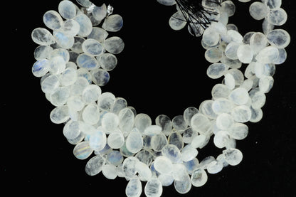 Blue Rainbow Moonstone 11x6mm Faceted Pear Shaped Briolettes