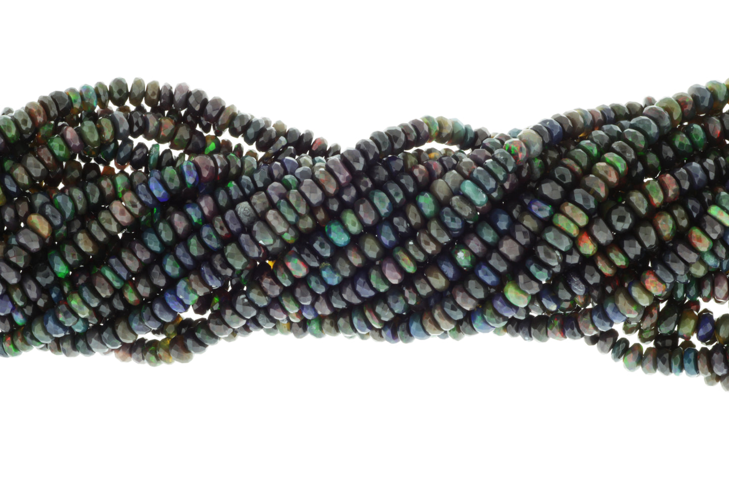 Black Ethiopian Opal 4mm Faceted Rondelles