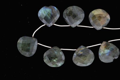 Blue Labradorite 20mm Faceted Heart Shaped Briolettes