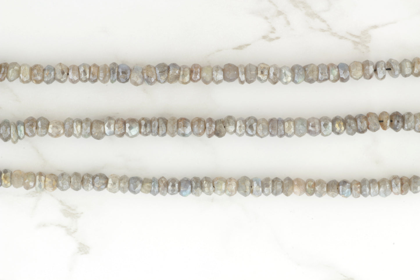 Coated Labradorite 5mm Faceted Rondelles