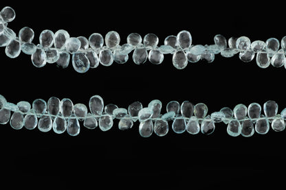 Blue Aquamarine 9x6mm Faceted Pear Shaped Briolettes