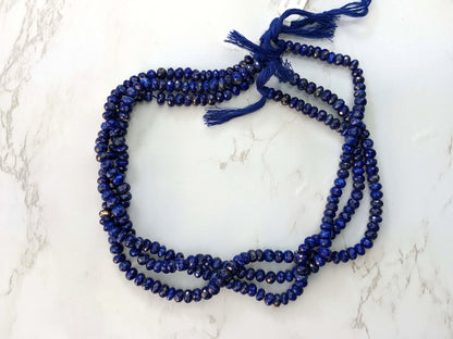 Royal Blue Lapis Lazuli 6mm Faceted Rondelles