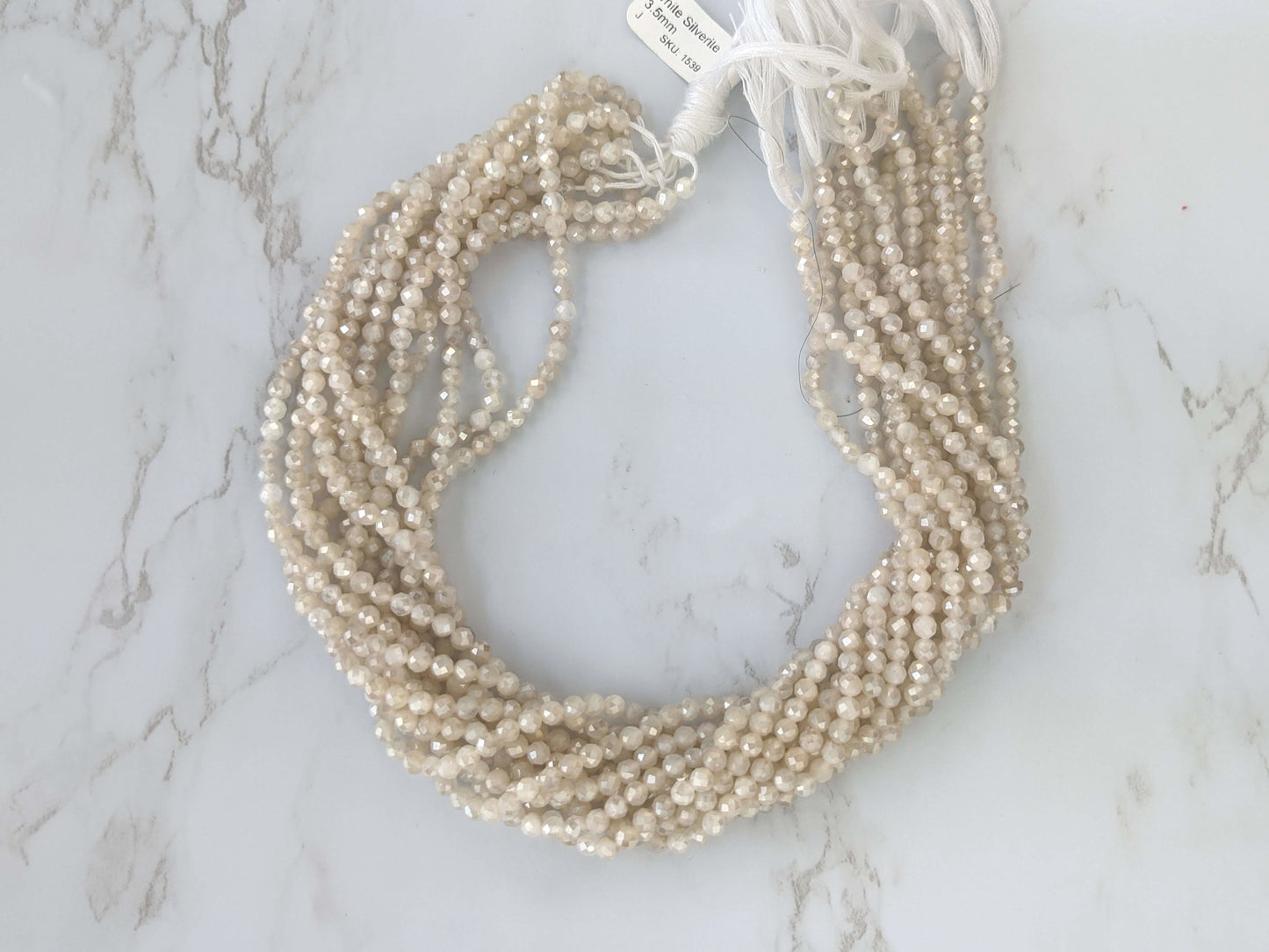 White Silverite 3.5mm Faceted Rounds