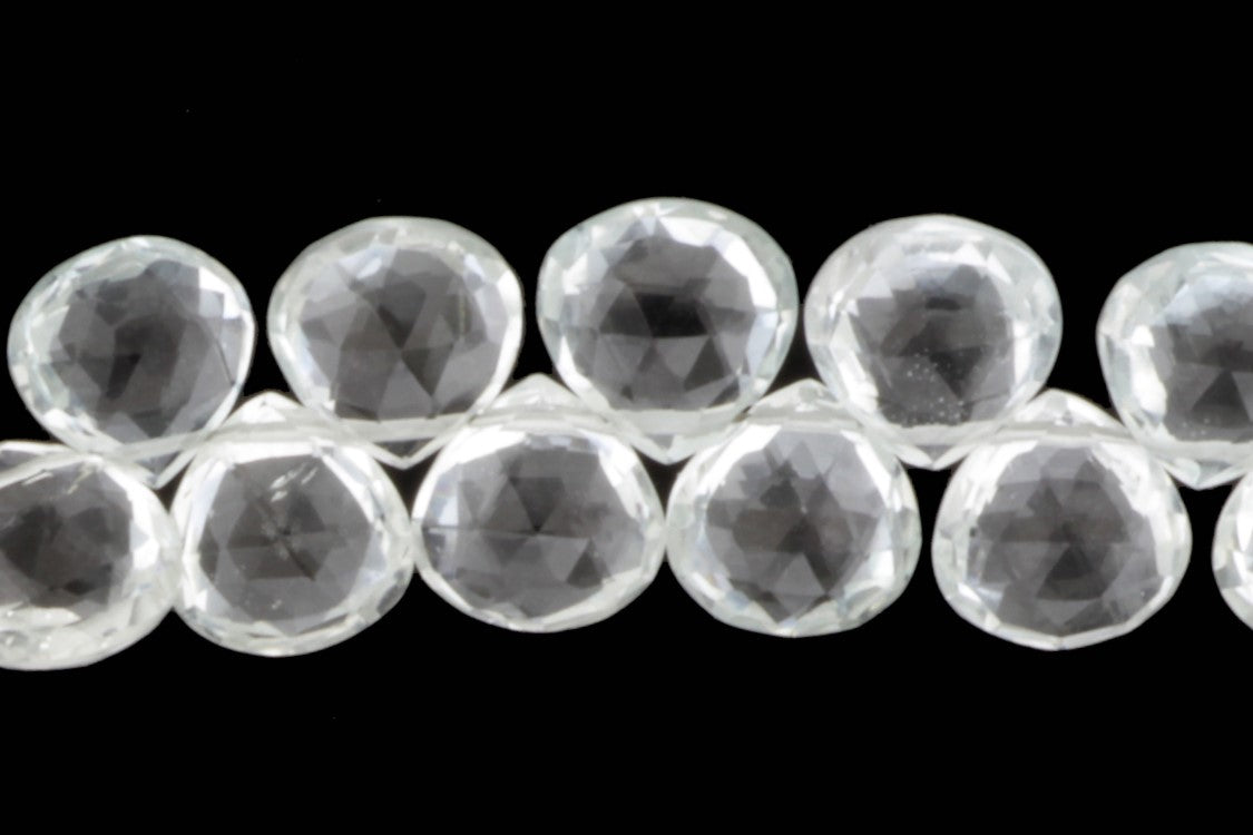 White Topaz 8mm Faceted Heart Shaped Briolettes