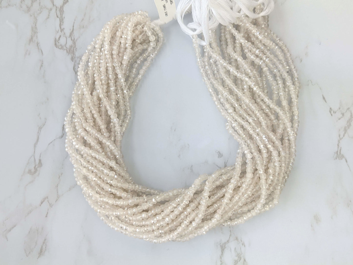 Coated White Moonstone 3.5mm Faceted Rondelles