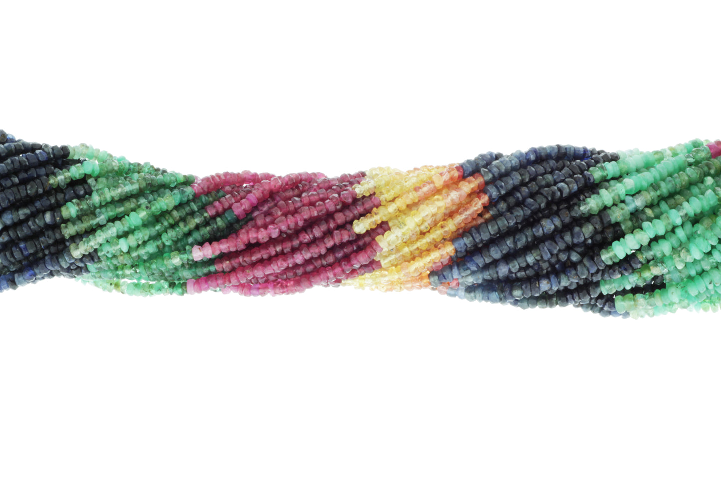 Rainbow Multi Ruby, Emerald, and Sapphire 2.5mm Faceted Rondelles