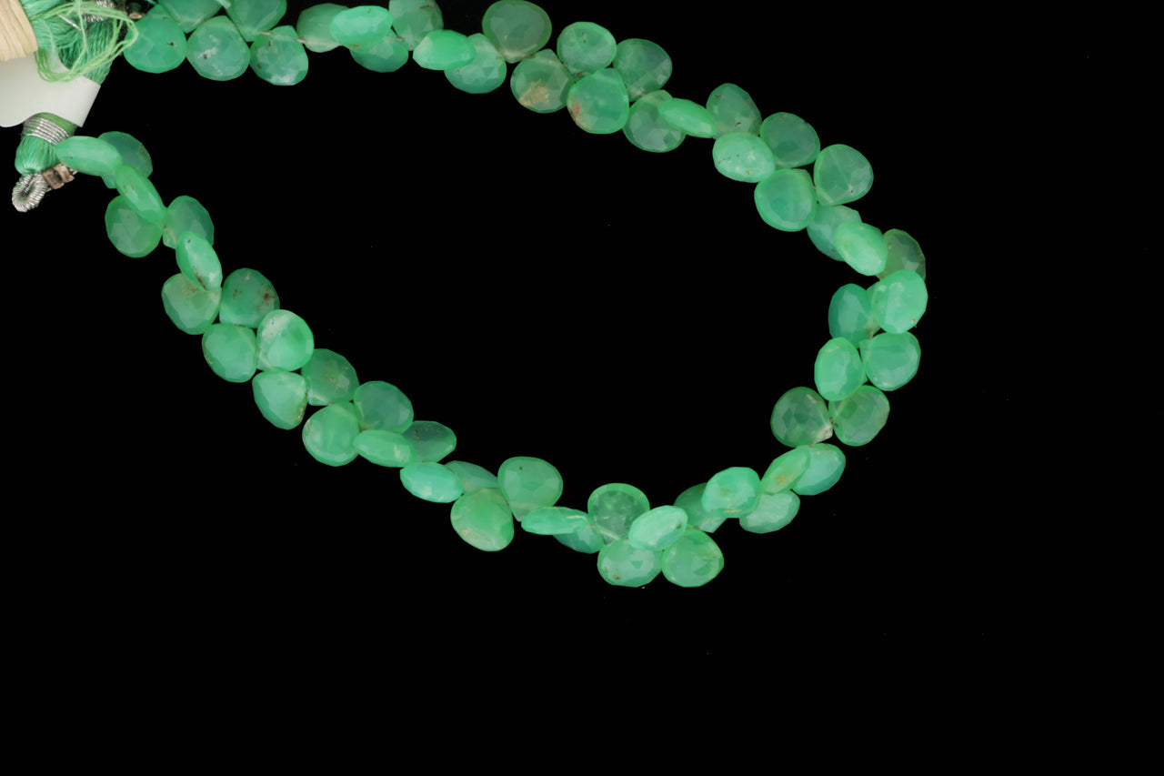 Apple Green Chrysoprase 7mm Faceted Heart Shaped Briolettes