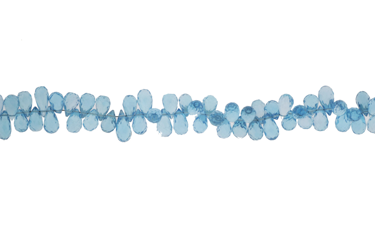 Swiss Blue Topaz 8x5mm Faceted Teardrop Briolettes Bead Strand