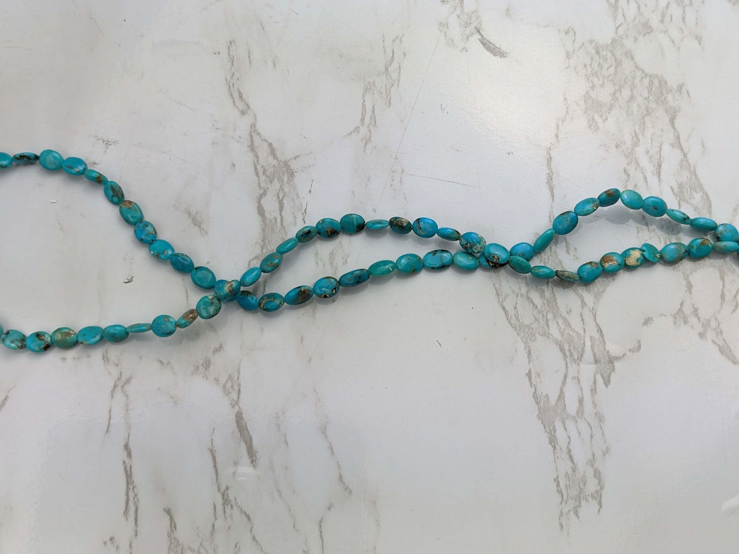 Natural Blue and Black Turquoise 6x4mm Smooth Ovals