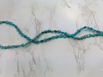 Natural Blue and Black Turquoise 6x4mm Smooth Ovals