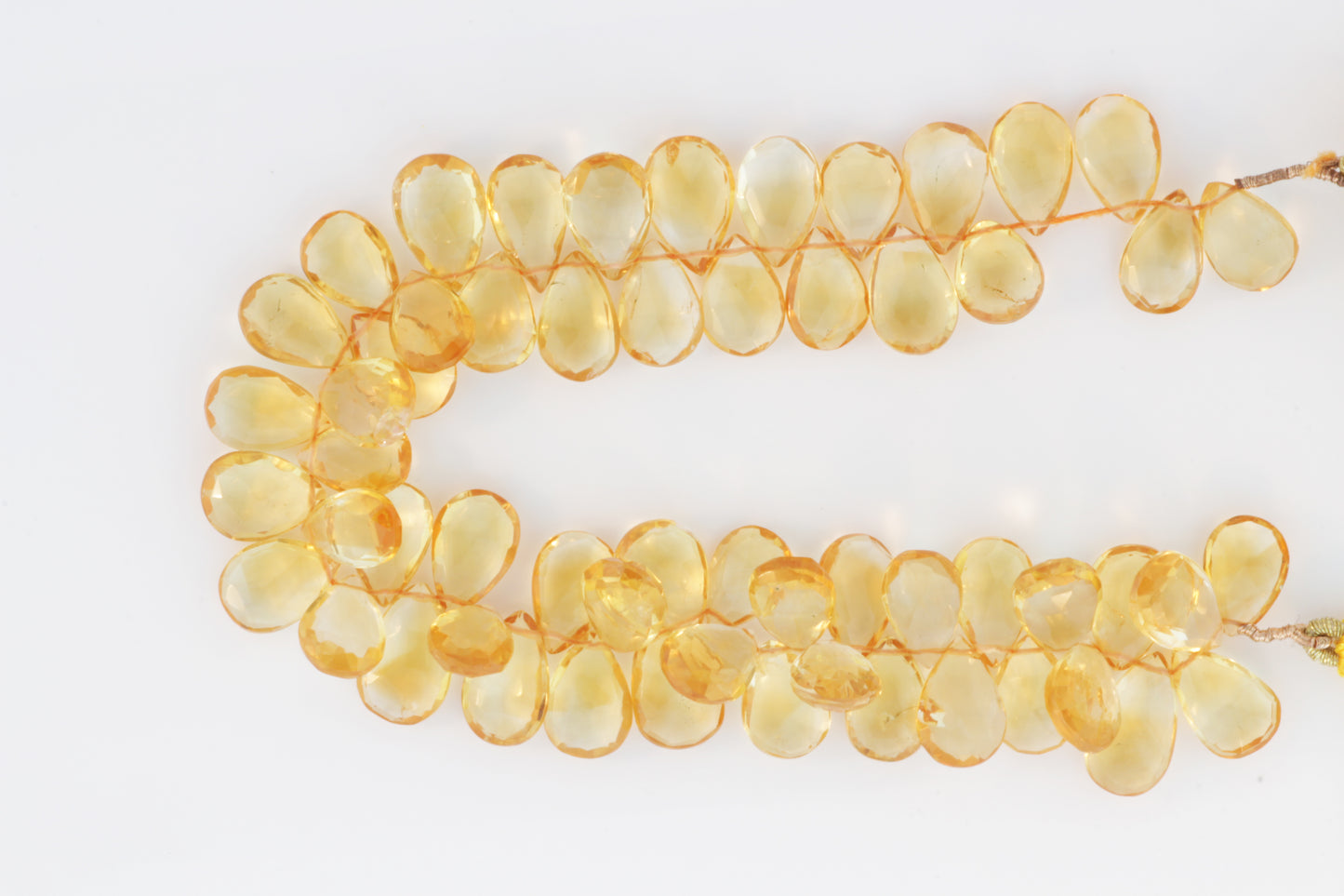 Yellow Citrine 11x7mm Faceted Pear Shaped Briolettes