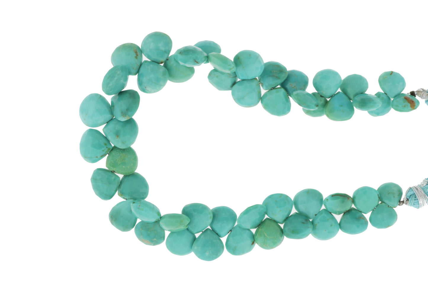 Natural Blue-Green Turquoise 8mm Faceted Heart Shaped Briolettes