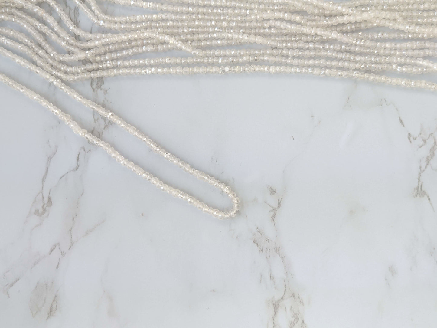 Coated White Moonstone 3.5mm Faceted Rondelles