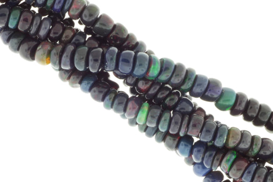 Black Ethiopian Opal 4.5mm Smooth Rondelles