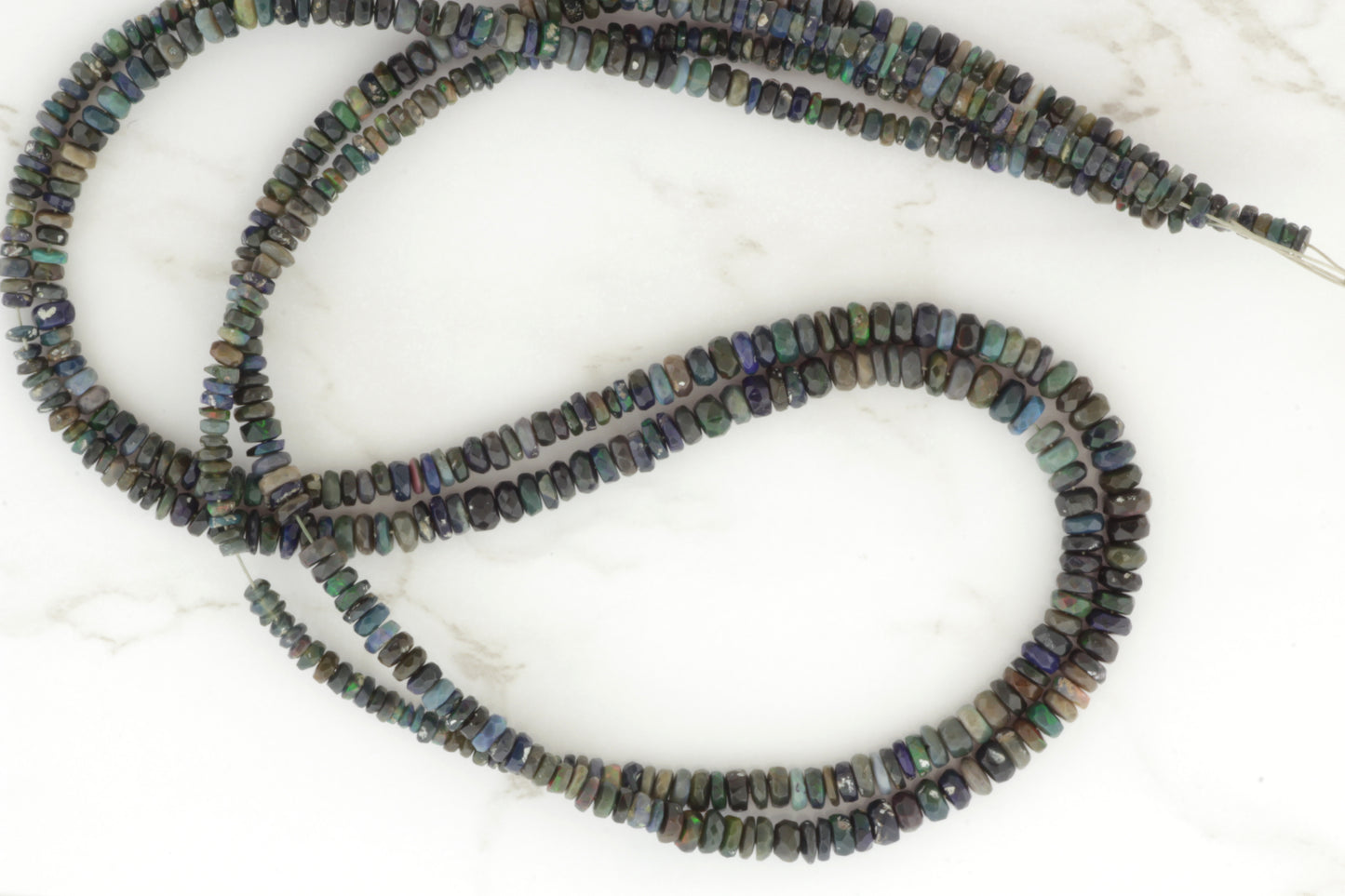 Black Ethiopian Opal 3mm Faceted Rondelles