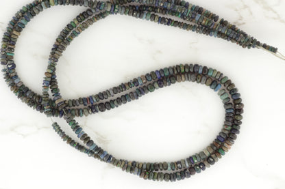 Black Ethiopian Opal 3mm Faceted Rondelles