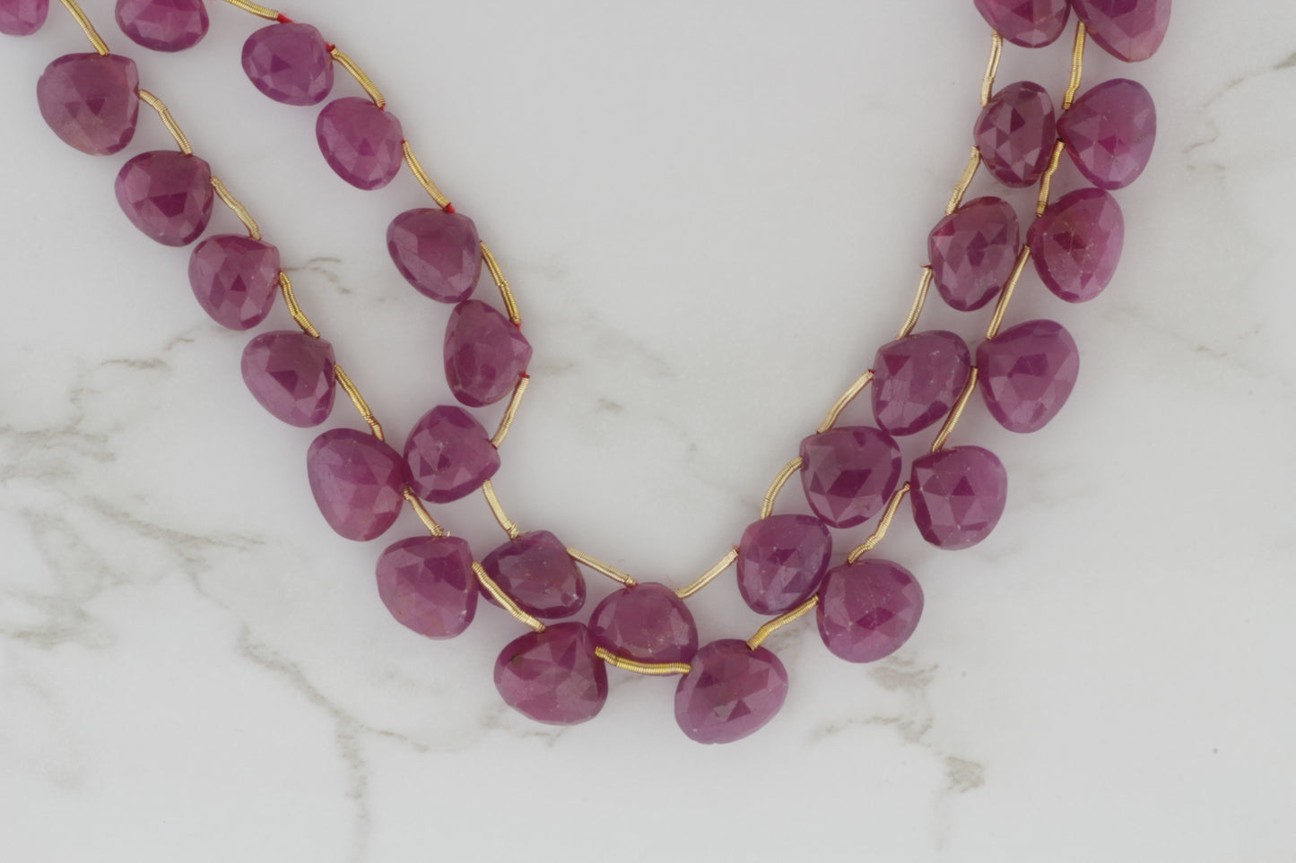 Red Ruby 8mm Faceted Heart Shaped Briolettes
