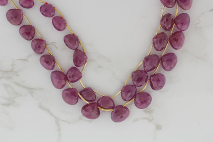 Red Ruby 8mm Faceted Heart Shaped Briolettes