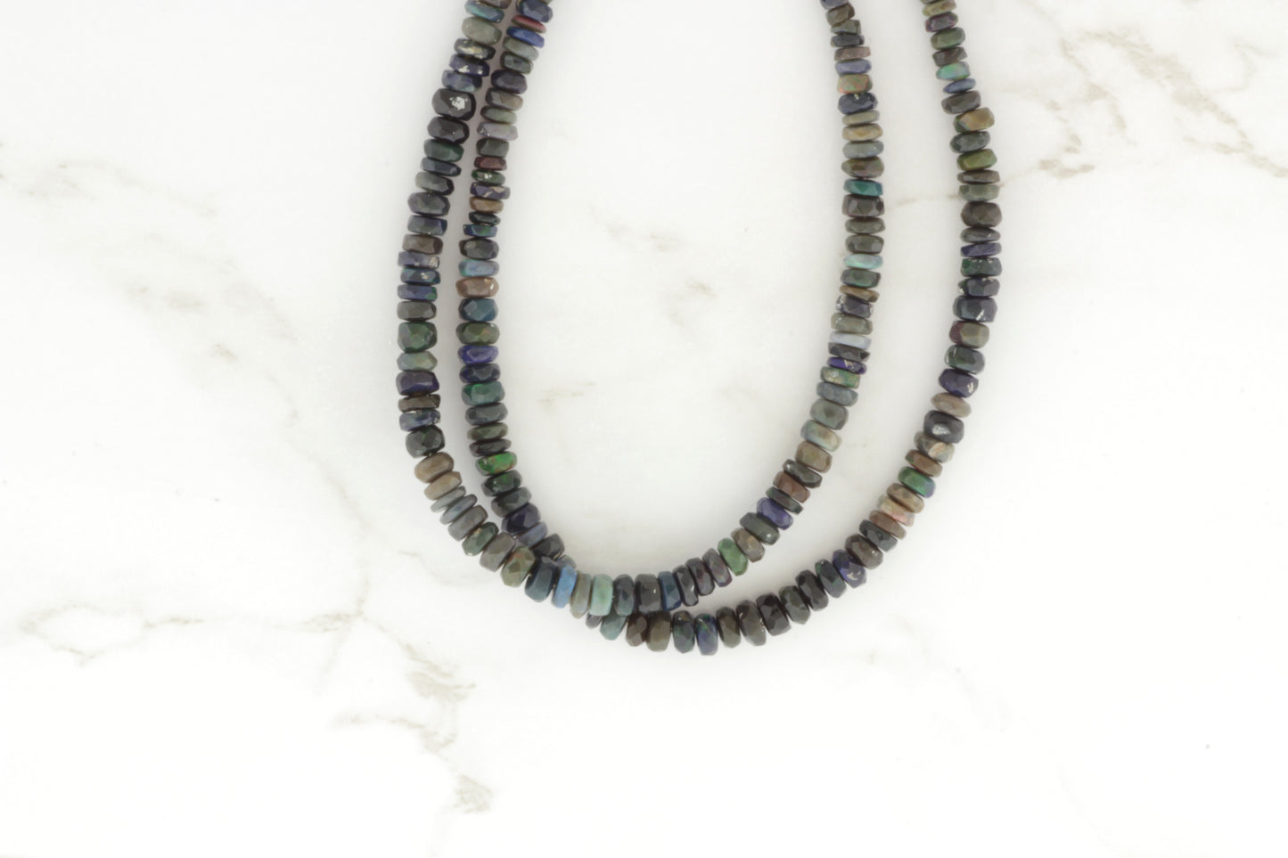 Black Ethiopian Opal 3mm Faceted Rondelles
