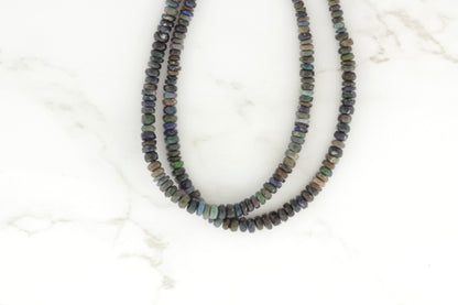 Black Ethiopian Opal 3mm Faceted Rondelles