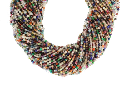 Rainbow Multi Semi Precious 2.5mm Faceted Rounds