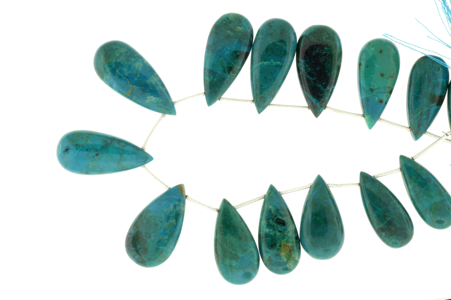 Blue Green Chrysocolla 22x12mm Smooth Pear Shaped Briolettes