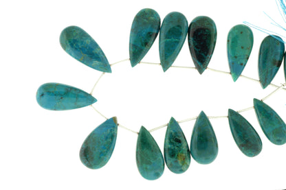 Blue Green Chrysocolla 22x12mm Smooth Pear Shaped Briolettes