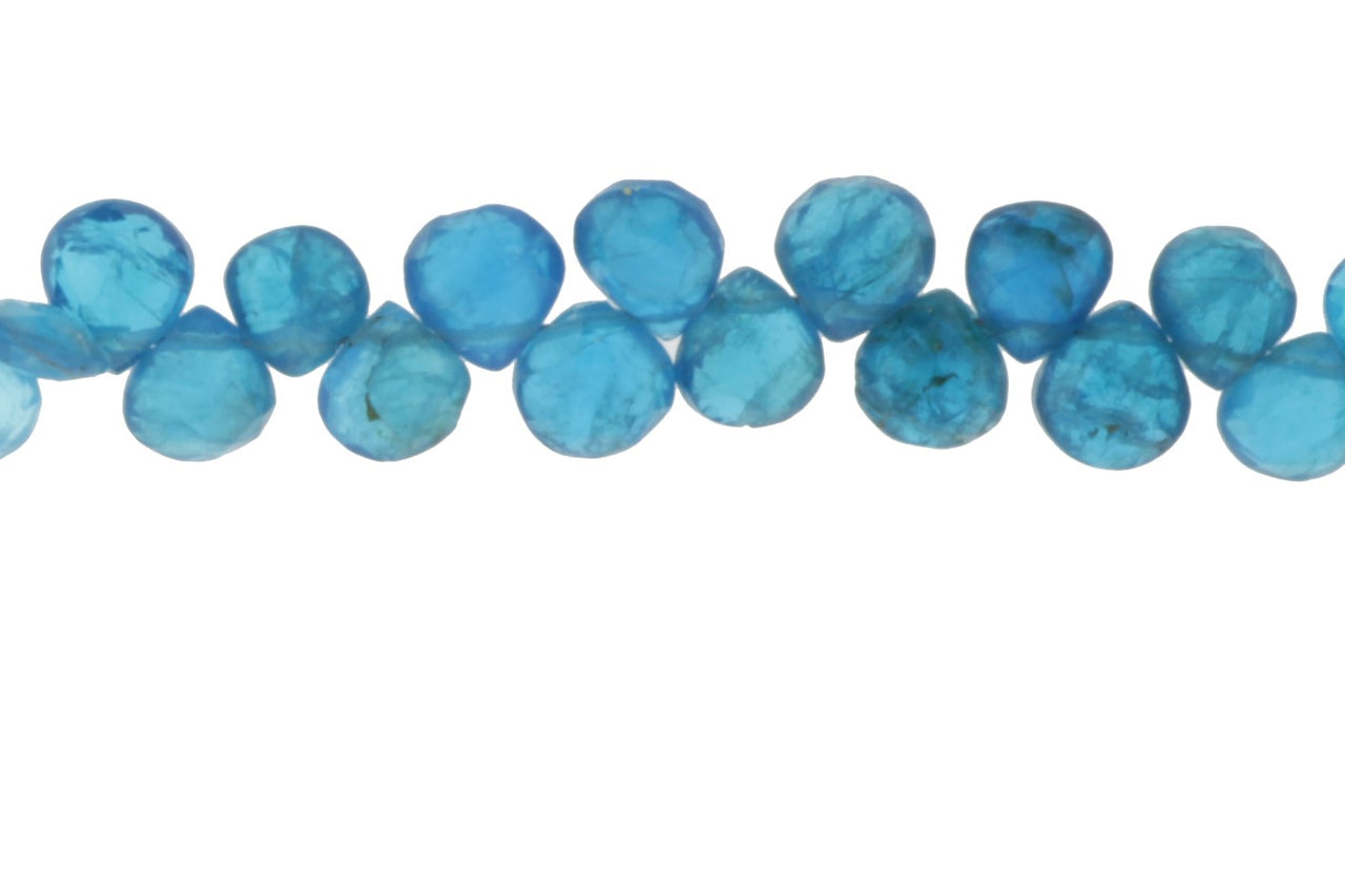 Neon Blue Apatite 5.5mm Faceted Heart Shaped Briolettes