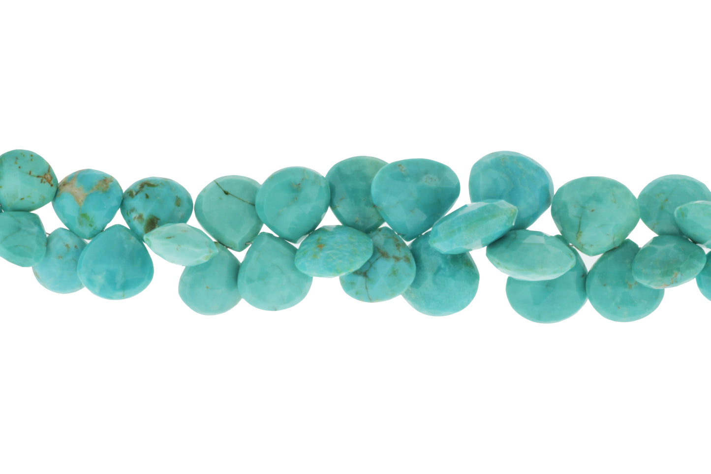 Natural Blue-Green Turquoise 11mm Faceted Heart Shaped Briolettes