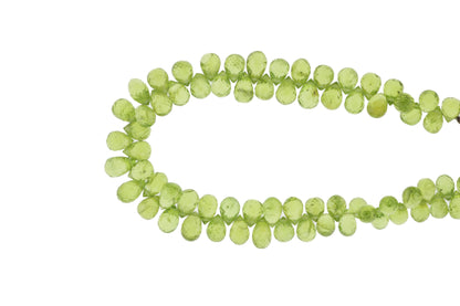 Green Peridot 7x5mm Faceted Teardrop Briolettes