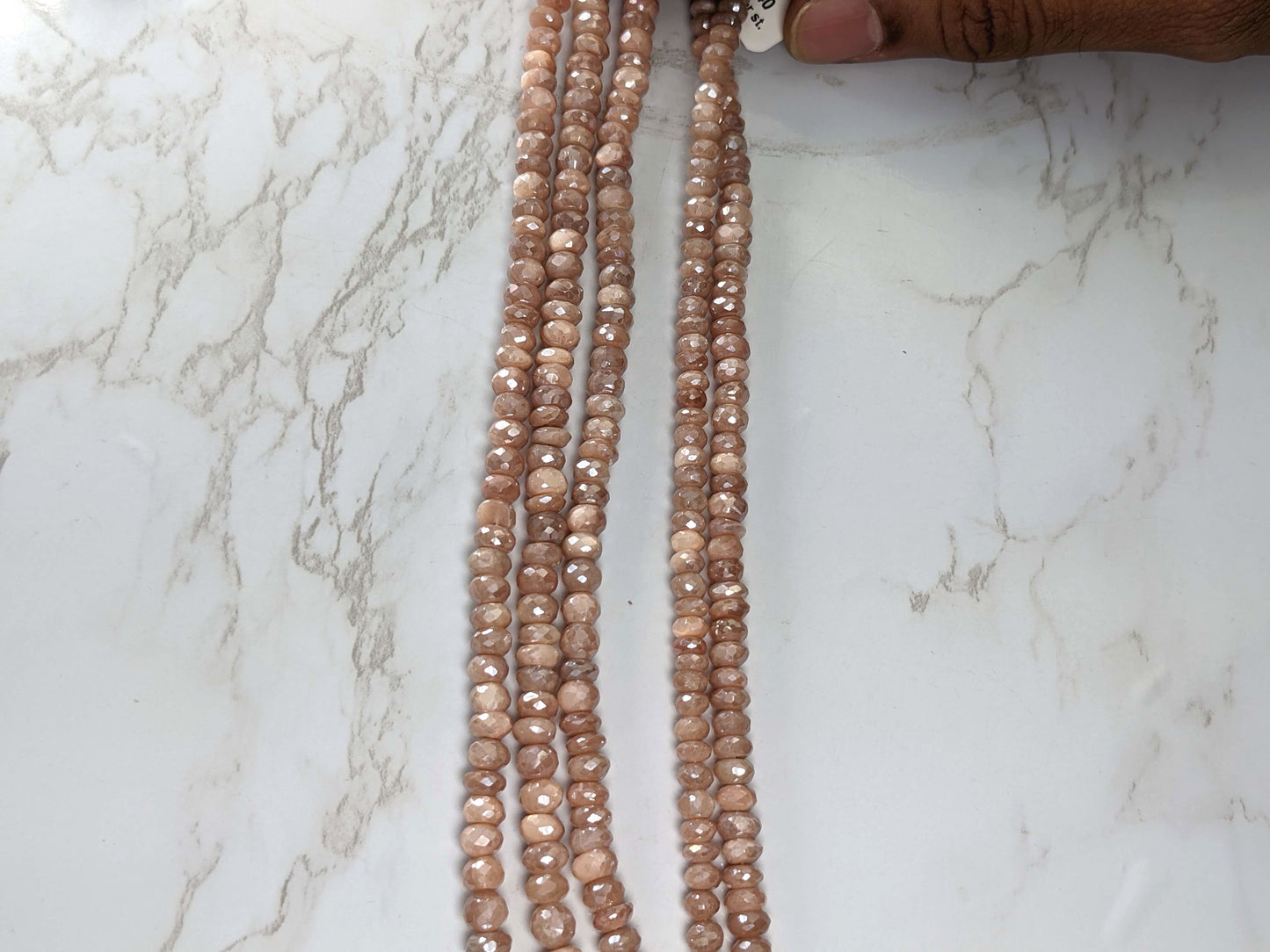 Coated Peach Moonstone 6mm Faceted Rondelles